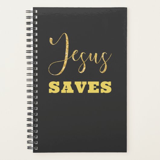 Jesus bewaart Gellow Gold Glitter Planner (Voorkant)