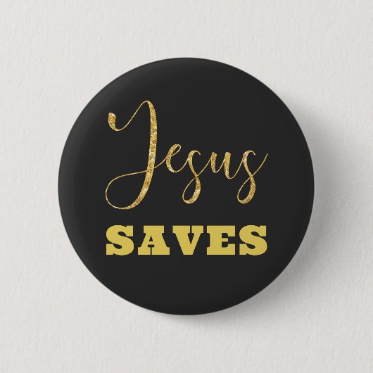 Jesus bewaart Gellow Gold Glitter Ronde Button 5,7 Cm (Voorkant)