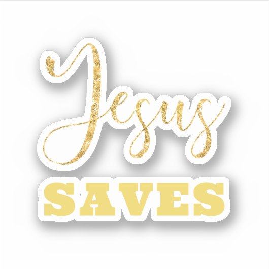 Jesus bewaart Gellow Gold Glitter Sticker (Voorkant)