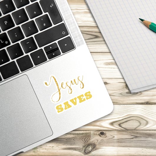 Jesus bewaart Gellow Gold Glitter Sticker