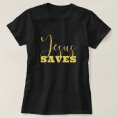 Jesus bewaart Gellow Gold Glitter T-shirt (Design voorkant)