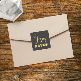 Jesus bewaart Gellow Gold Glitter Vierkante Sticker