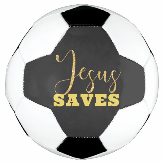 Jesus bewaart Gellow Gold Glitter Voetbal (Voorkant)
