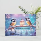 Jesus Bible Verse Chickadees Christelijk Kerst Feestdagenkaart (Staand voorkant)