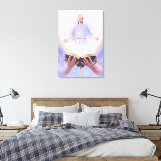 Jesus Bible Wrapped Canvas Afdruk (Insitu (Slaapkamer))