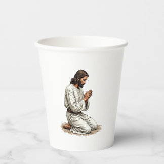 Jesus Biddende Handen Vintage Gravure Geloof Tee ( Papieren Bekers