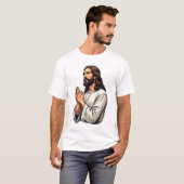 Jesus Biddende Handen Vintage Gravure T-shirt (Voorkant volledig)