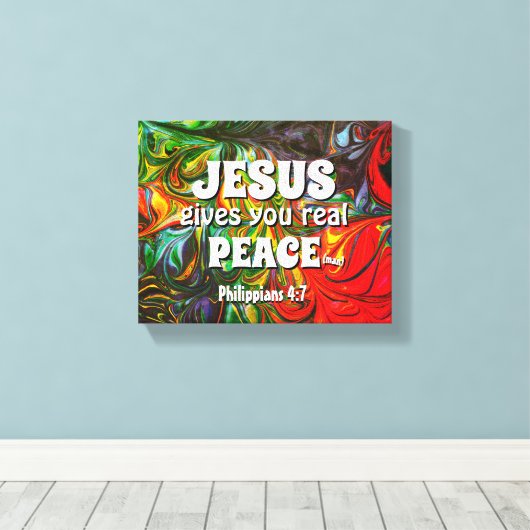JESUS BIEDT U Abstract groen VREDE Canvas Afdruk (Insitu (Houten vloer))