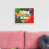JESUS BIEDT U Abstract groen VREDE Canvas Afdruk (Insitu (Woonkamer))
