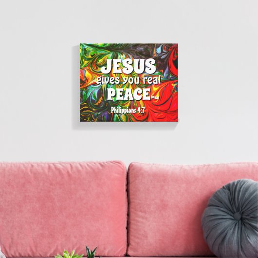JESUS BIEDT U Abstract groen VREDE Canvas Afdruk (Insitu (Woonkamer))