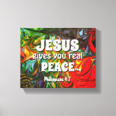 JESUS BIEDT U Abstract groen VREDE Canvas Afdruk (Voorkant)