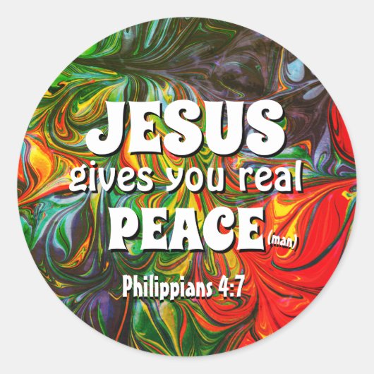 JESUS BIEDT U Abstract groen VREDE Ronde Sticker (Voorkant)