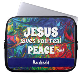 JESUS BIEDT U Christelijk REAL PEACE (MAN) Laptop Sleeve