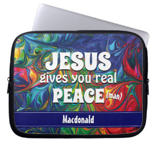 JESUS BIEDT U Christelijk REAL PEACE (MAN) Laptop Sleeve