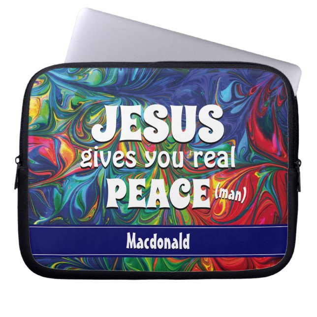 JESUS BIEDT U Christelijk REAL PEACE (MAN) Laptop Sleeve (Voorkant)