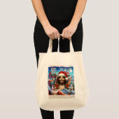 Jesus Birthday Ugly Sweater Knitting Religious Tote Bag (Voorkant (product))