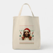 Jesus Birthday Ugly Sweater Knitting Religious Tote Bag (Achterkant)