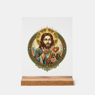 Jesus Blaast Kus Rode Hart Like Knop Humor_1 Acryl Bord
