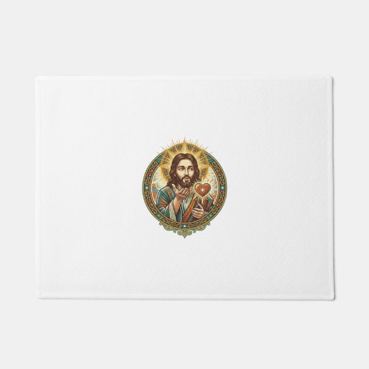 Jesus Blaast Kus Rode Hart Like Knop Humor_1 Deurmat (Voorkant)