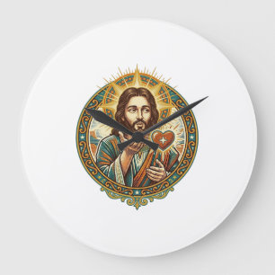 Jesus Blaast Kus Rode Hart Like Knop Humor_1 Grote Klok