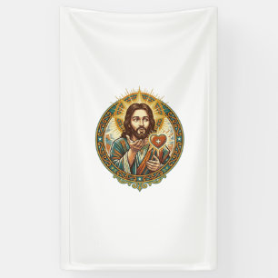 Jesus Blaast Kus Rode Hart Like Knop Humor_1 Spandoek