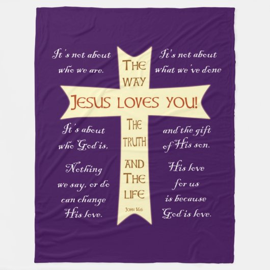 Jesus Blanket - Paarse vlies Fleece Deken (Voorkant)