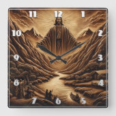 Jesus Blessing Valley bij zonsondergang Vierkante Klok (Voorkant)