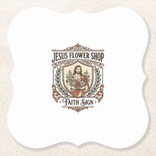 Jesus Bloemenwinkel Gelovig Teken Jesus Bloemenwin Kartonnen Onderzetters