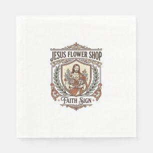 Jesus Bloemenwinkel Gelovig Teken Jesus Bloemenwin Servet
