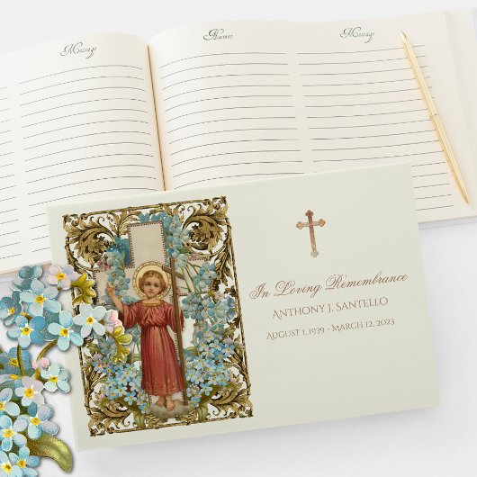 Jesus Blue Floral Memorial Jesus Funeral Gastenboek