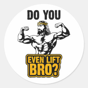 Jesus Bodybuilding T-shirt - Til je zelfs bro tilf Ronde Sticker