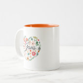 Jesus Boho Christelijk Hart Motief Inspirerend Tweekleurige Koffiemok (Voorkant links)