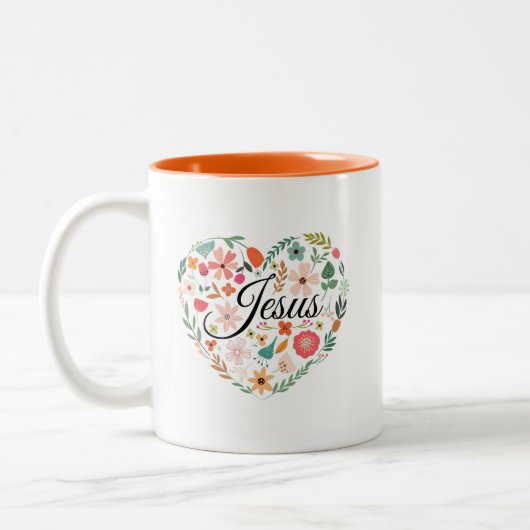 Jesus Boho Christelijk Hart Motief Inspirerend Tweekleurige Koffiemok (Links)