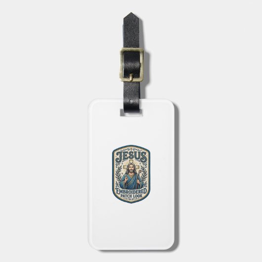 Jesus Borduurpatch Kijk Jezus Geborduurde Patch Bagagelabel (Voorkant verticaal)