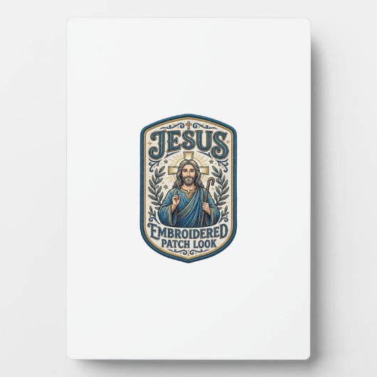 Jesus Borduurpatch Kijk Jezus Geborduurde Patch Fotoplaat (voorkant)