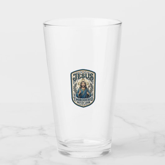 Jesus Borduurpatch Kijk Jezus Geborduurde Patch Glas (Voorkant)