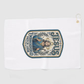Jesus Borduurpatch Kijk Jezus Geborduurde Patch Golfhanddoek (Horizontaal)