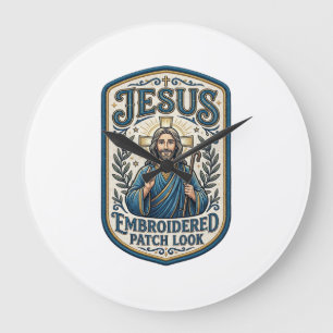 Jesus Borduurpatch Kijk Jezus Geborduurde Patch Grote Klok