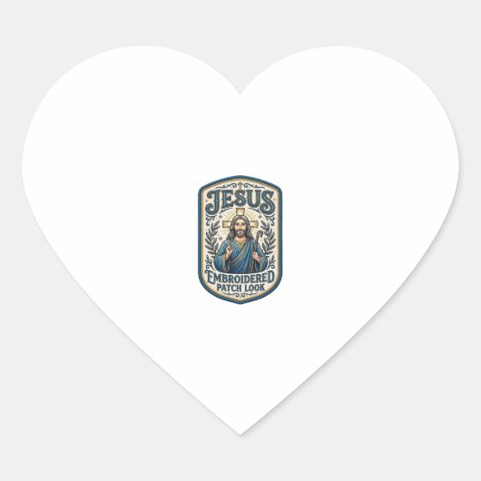 Jesus Borduurpatch Kijk Jezus Geborduurde Patch Hart Sticker (Voorkant)