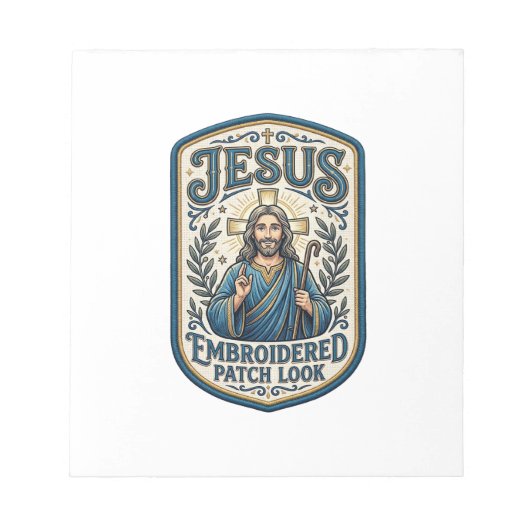 Jesus Borduurpatch Kijk Jezus Geborduurde Patch Notitieblok (Voorkant)