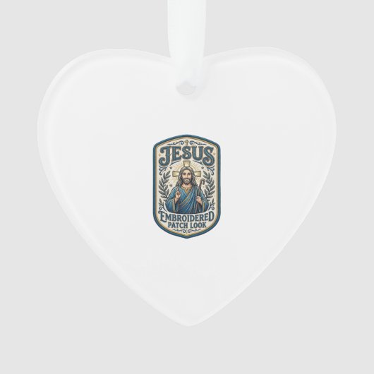 Jesus Borduurpatch Kijk Jezus Geborduurde Patch Ornament (voorkant)