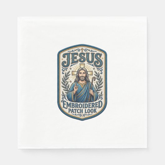 Jesus Borduurpatch Kijk Jezus Geborduurde Patch Servet (Voorkant)