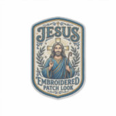 Jesus Borduurpatch Kijk Jezus Geborduurde Patch Sticker (Voorkant)