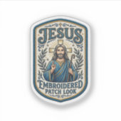 Jesus Borduurpatch Kijk Jezus Geborduurde Patch Sticker (Voorkant)