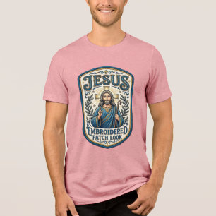 Jesus Borduurpatch Kijk Jezus Geborduurde Patch Tri-Blend Shirt