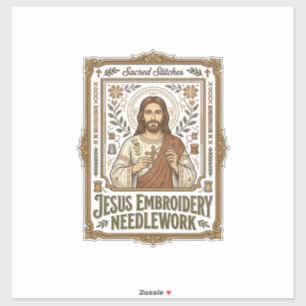 Jesus Borduurwerk Jezus Borduurnaald Sticker
