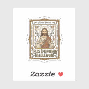 Jesus Borduurwerk Jezus Borduurnaald Sticker