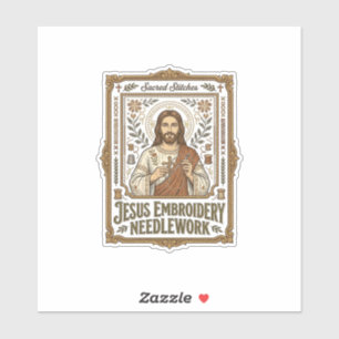 Jesus Borduurwerk Jezus Borduurnaald Sticker