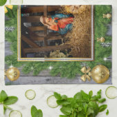 Jesus born manger theedoek (Gevouwen)