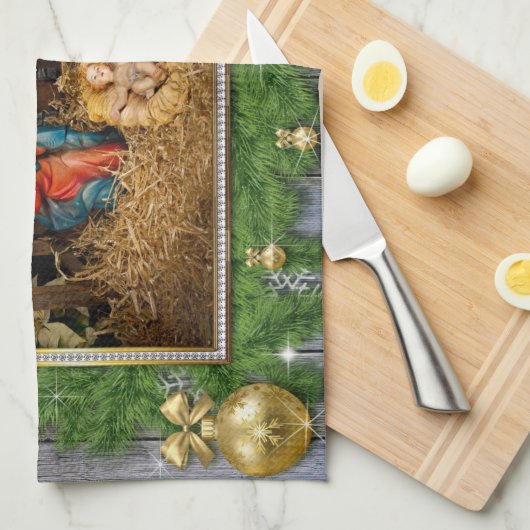 Jesus born manger theedoek (Quarter Fold)